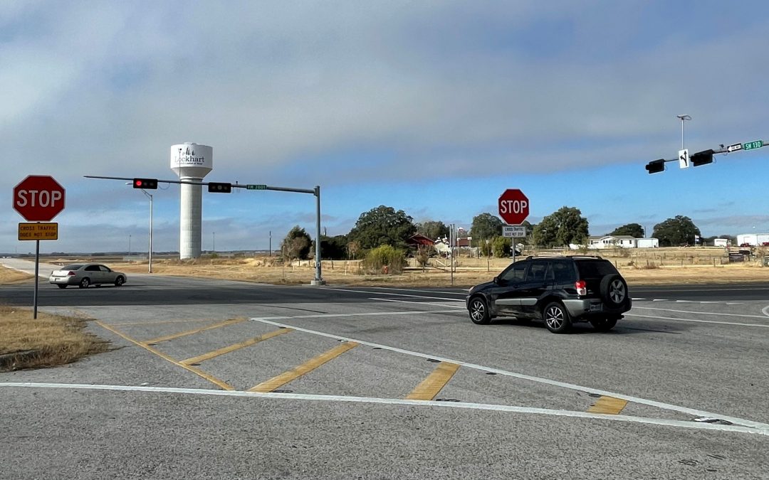 SH 130 Frontage Intersections at FM 2001 Converting to All-Way Stops