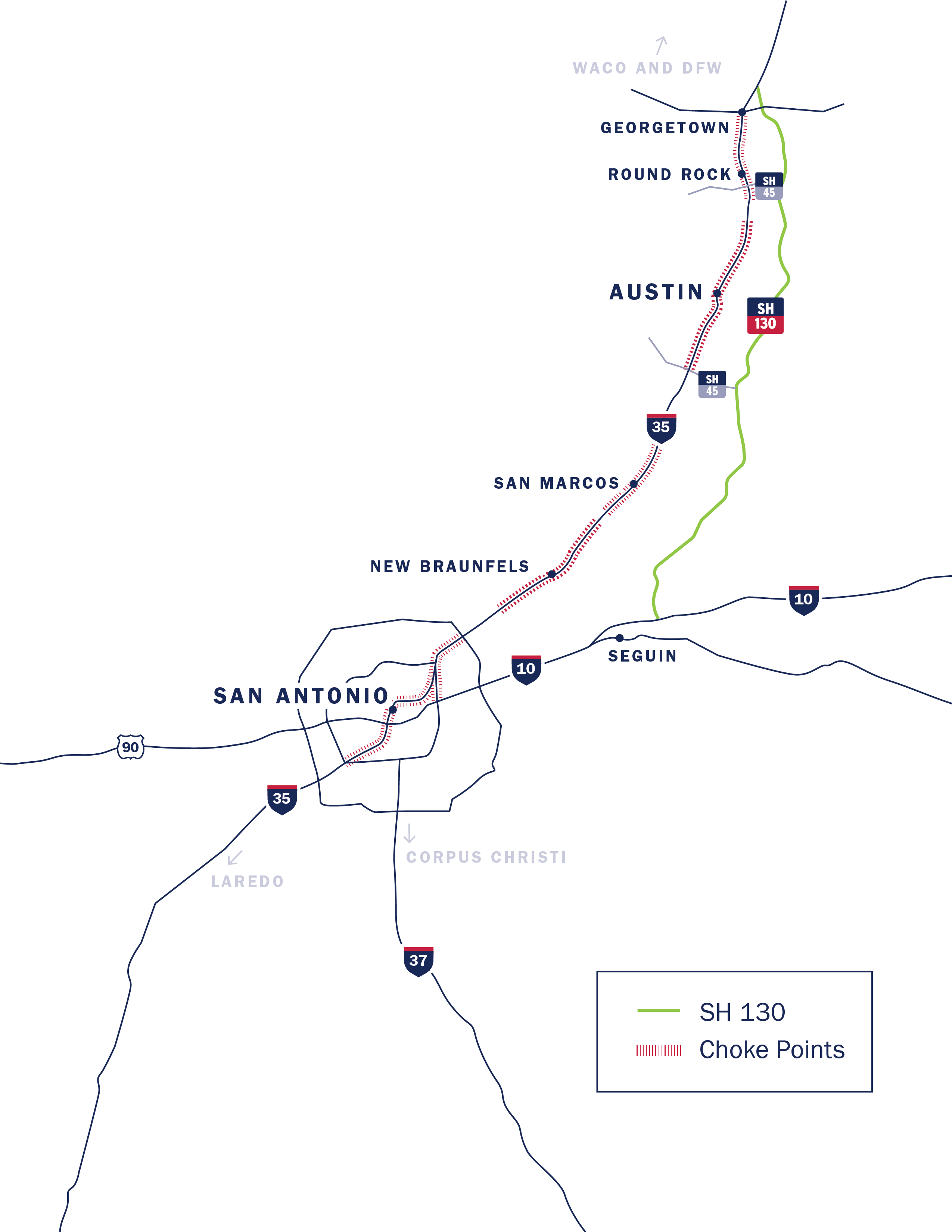 Map of Traffic in Central TX